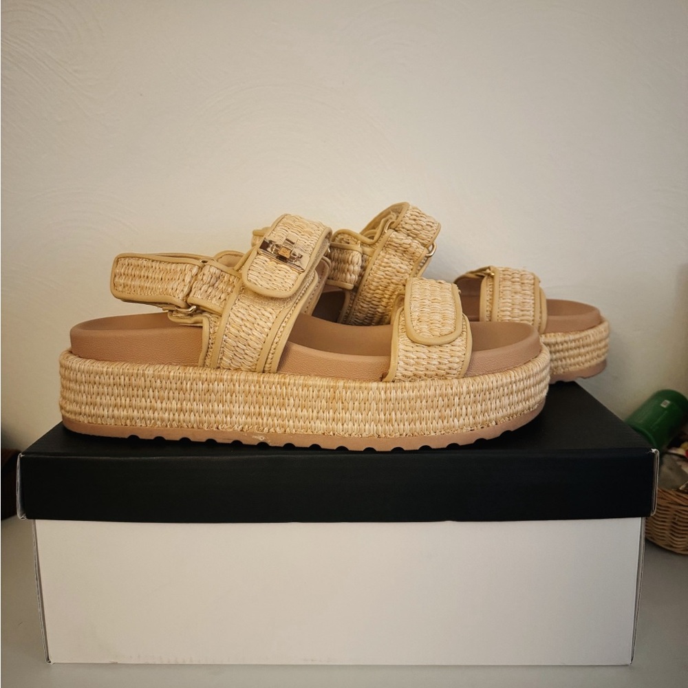 Beige Platform Sandals- Madden NYC